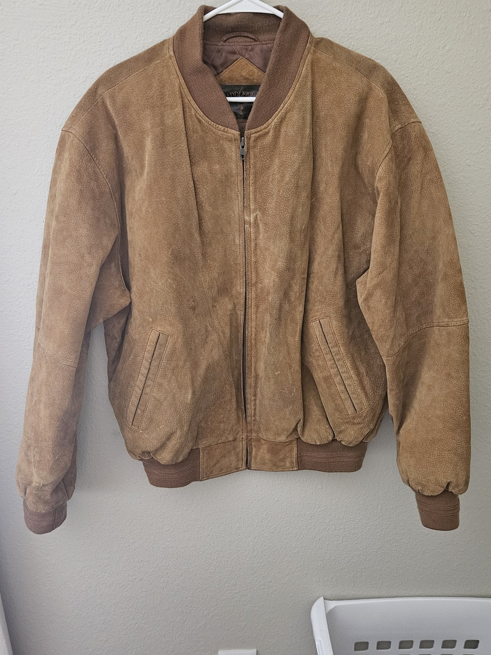 Vintage 80s/90s Saddlebred Tan Suede Leather Bomber Jacket